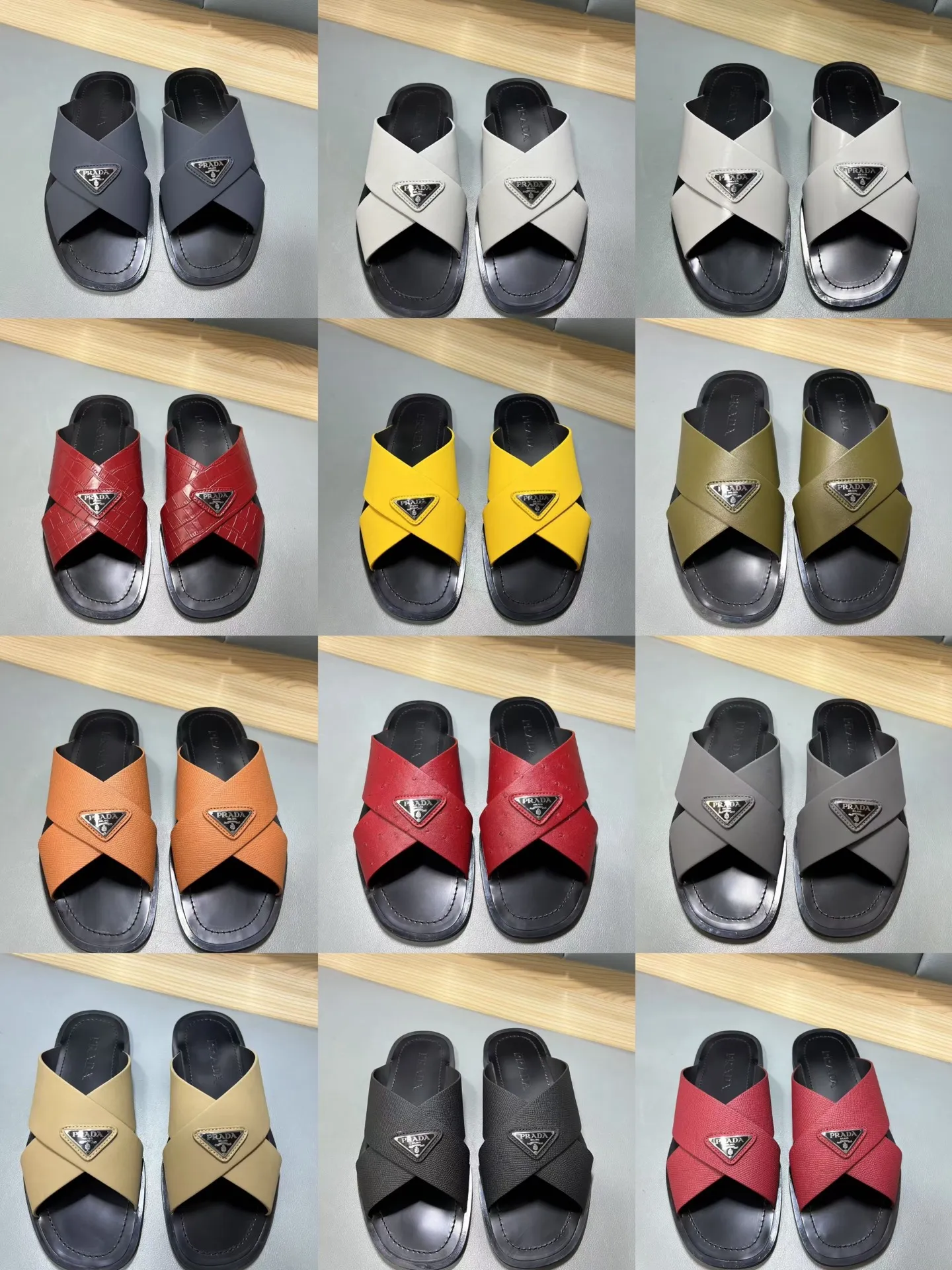 340💰PRADA Prada’s latest slippers are synchronized with the official website. This slipper is made of the brand’s unique and iconic Saffiano leather. The brand logo jumps out from the double straps, and the brand style is clearly visible. Cowhide gives men elegant charm and functional design, making it an ideal choice for vacation and leisure. Size:38-45